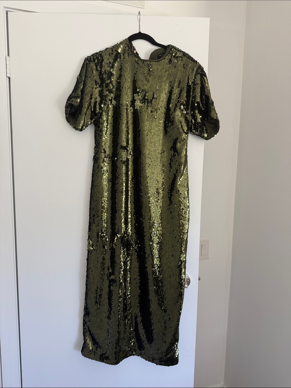 Karen Millen Olive Green Sequin Midi Dress